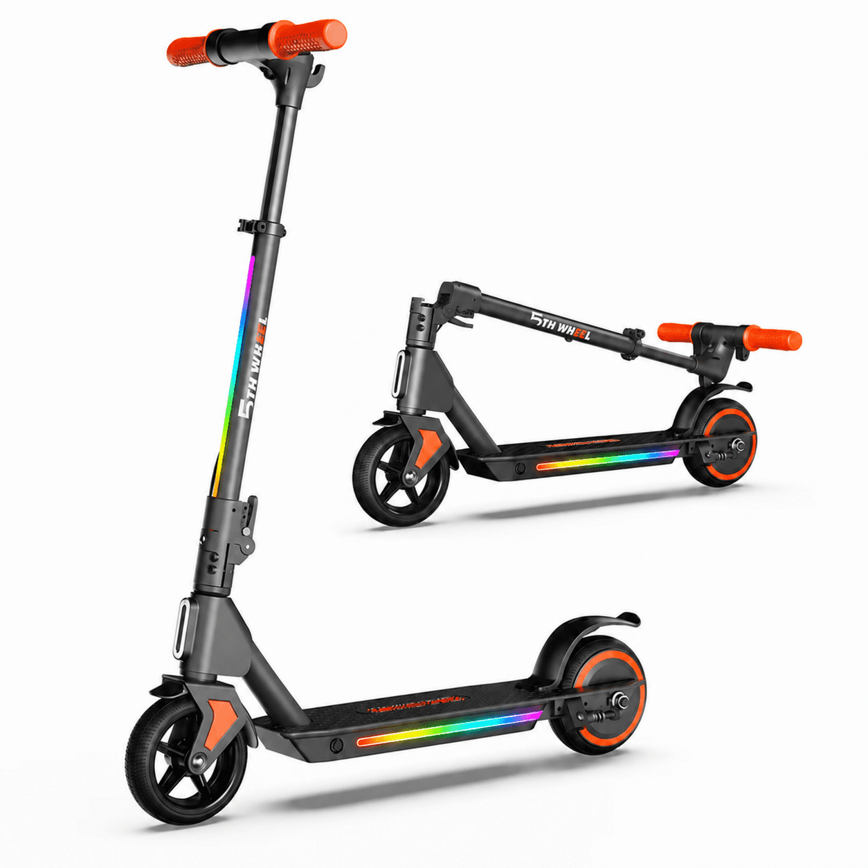 5TH WHEEL KS05 Kids Electric Scooter for Ages 8+, Foldable E Scooter with 130W Motor, Up to 10 MPH & 5 Miles Range, 3 Speed Modes, LED Display, Adjustable Height, UL 2272