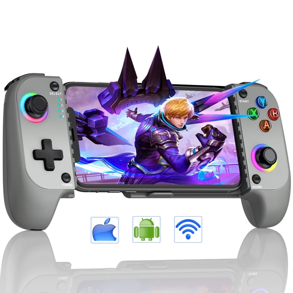 EUROA Mobile Game Controller for Android & iPhone with Hall Joystick Support Xbox Cloud, Steam Link, Call of Duty, Roblox Gaming-Gray