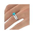 thumbnail image 6 of 14K White Gold 5.20 ctw Blue Topaz Ring with Diamonds Bridge Channel set Princess, 6 of 7
