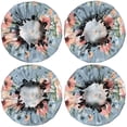 thumbnail image 2 of Shower Caps,Pioneer Flower Floral Print Pattern Waterproof Shower Cap for Women 4 Pieces,Double Reusable Hair Cover for Shower PEVA Elastic Stretch Hem, 2 of 7