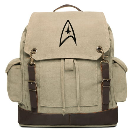 Star Trek Federation Vintage Canvas Rucksack Backpack with Leather (Best Hiking Packs Australia)