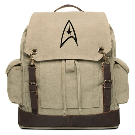 Star Trek Federation Vintage Canvas Rucksack Backpack with Leather (Best Microspikes For Backpacking)
