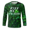 thumbnail image 4 of IWRICH St. Patrick's Day T Shirts for Men Long Sleeve Cute Graphic Shamrock Pullover Tops Cozy Crewneck Tees 02-Green S, 4 of 4