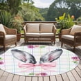 thumbnail image 4 of Easter Round Area Rug 5Ft Washable Circle Rugs for Living Room Bedroom, Cute Rabbits Ears Bow Daisy Flower Watercolor Plaid Non-Slip Carpet Floor Mats Indoor Outdoor Carpet Runner Home Decor, 4 of 8