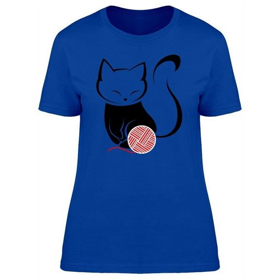 Cat Caricature With Thread Ball Tee Women's -Image by Shutterstock