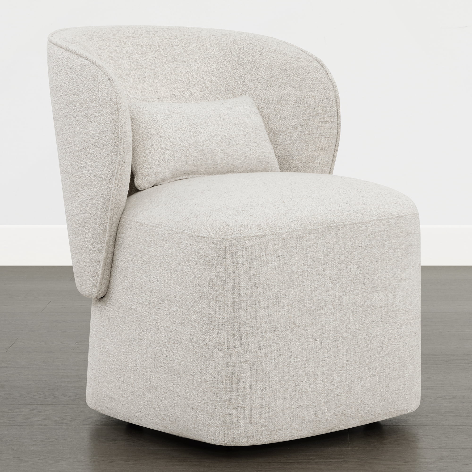 Spruce & Spring Rolling Dining Chairs, Spill-Proof & Stain Resistant Barrel Armchair with Casters, Modern Upholstered Seat and Removable Back Support Pillow for Kitchen Living Room, Wheat