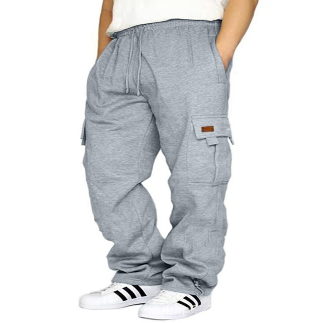 Mens Loose Cargo Pants Cual Drawstring Eltic Waist Wide Leg Athletic Sweatpants Outdoor Trousers