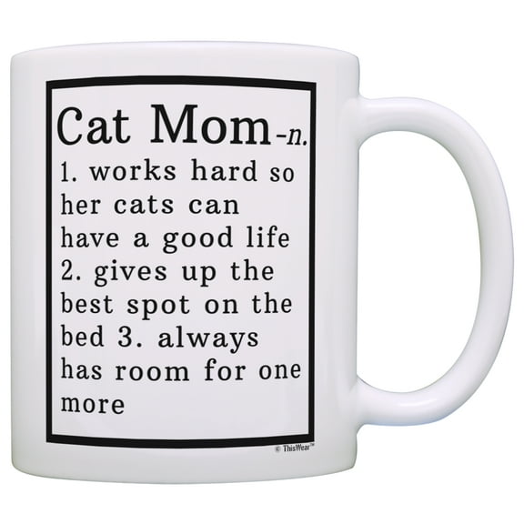 ThisWear Cat Lover Gifts Best Cat Mom Definition Cat Gag Gifts Crazy Cat Lady 11 ounce Coffee Mug