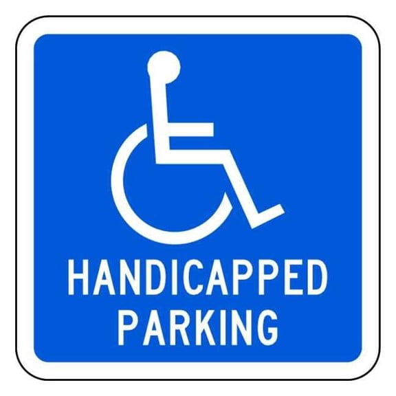 Lyle Handicap Parking Sign, 18" W, 18" H, English, Aluminum, Blue HC-020-18HA