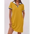 thumbnail image 6 of Po-Lo Dresses for Women Short Sleeve Tennis Golf Dress V Neck Summer Casual Dress with Pocket Yellow M, 6 of 7