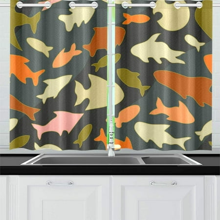 Mkhert Colorful Ocean Fish Window Curtains Kitchen Curtain Room