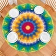 thumbnail image 2 of Rainbow Tie Dye Mandala Pattern Round Fitted Tablecloth with Elastic Edge,Dining Table Cover Waterproof,Outdoor Round Tablecloth for Camping,Dining,Indoor and Outdoor, 2 of 7