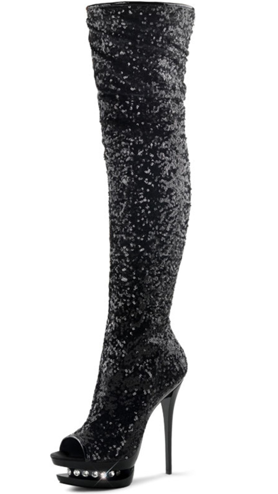 black sequin boots