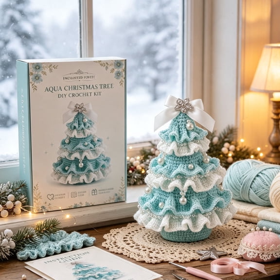 Crochet Christmas Tree Kit, DIY Beaded Christmas Tree Kit, Crochet Christmas Craft for Adults and Beginners, Handmade Woven Christmas Tree for Christmas Home Decor