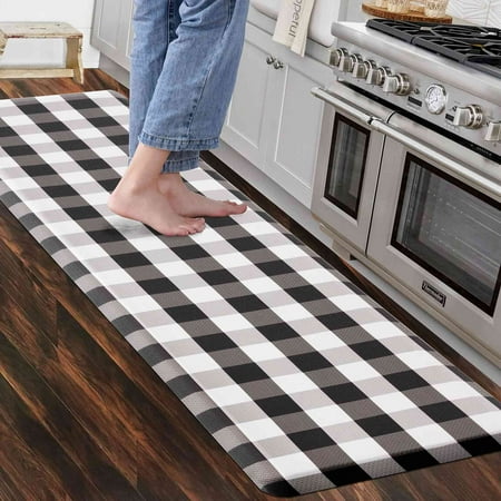 

Carvapet Anti-Fatigue Floor Mat Cushioned Kitchen Comfort Mat Waterproof Non-Slip Standing Desk Foam Mats and Rugs White and Black 17.3 x60