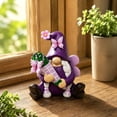 thumbnail image 6 of Kmonabie Resin Garden Gnome Ornament Set, 3 Miniature Fairy Gnome Statues with Insect Floral Details, Small Tabletop Planter Decor for Indoor Outdoor Fairy Garden Scene, Purple, 6 of 7
