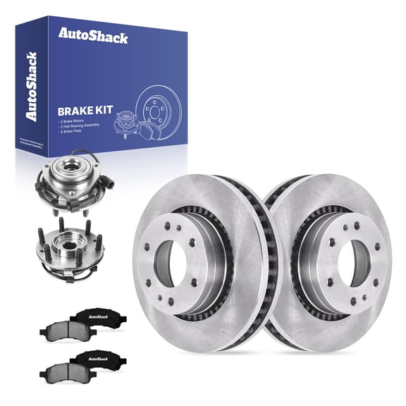 AutoShack Front Vented Brake Rotors   Ceramic Pads   Hub Bearing Assembly 8-PC Brake Kit Replacement for 2006-2008 Chevrolet Trailblazer 2006-2009 GMC Envoy 2006-2009 Saab 9-7x 12.8" (325 mm)