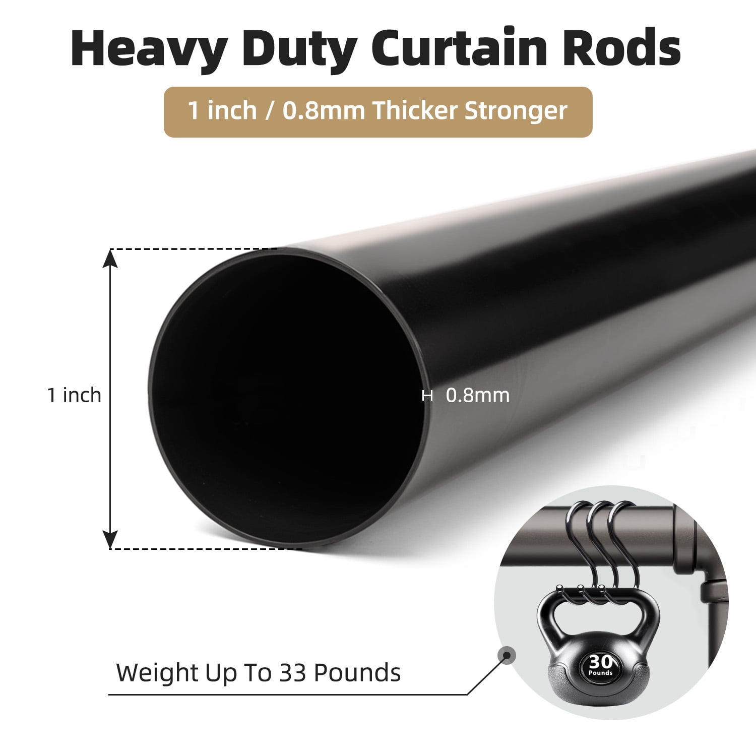 16" to 28"Curtain Rods for Windows,1 inch Industrial Curtain Rod, Adjustable Wrap Around Curtain Rods,Industrial Indoor/Outdoor Curtain Rod,Gunmetal Gray