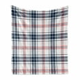 thumbnail image 1 of Abstract Soft Flannel Fleece Throw Blanket, English Style Tartan Motif Old Fashioned Cultural Striped Display, Cozy Plush for Indoor and Outdoor Use, 50" x 60", Violet Blue Orange White, by Ambesonne, 1 of 6