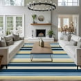 thumbnail image 3 of 5'x8' Area Rugs, Blue Yellow Striped Indoor Outdoor Area Rug for Living Room Bedroom, Farmhouse Stripes Vintage Washable Bathroom Rugs Kitchen Floor Carpet Mats Home Decor Aesthetic, 3 of 8