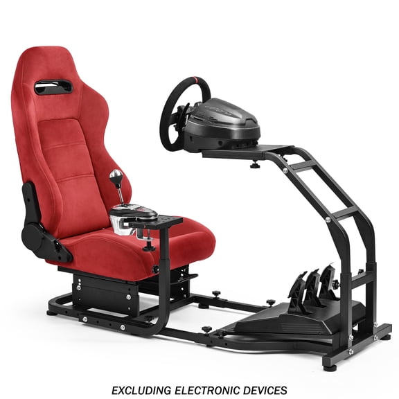 Supllueer Racing Simulator Cockpit With Gaming Adjustable Red Suede Seat Fits Logitech G920 G923 Thrustmaster T248 Fanatec.Excluding electronic devices