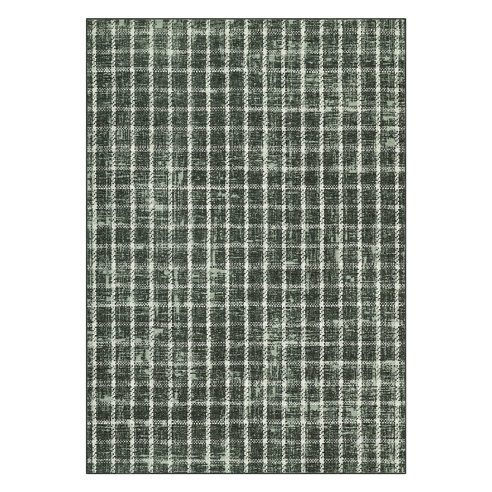 Garvee 6'x9' Area Rugs Modern Plaid Rug, Washable Geometric Rug Stain-Resistant Non Slip Indoor Rug for Living Room Dining Room Office, Green