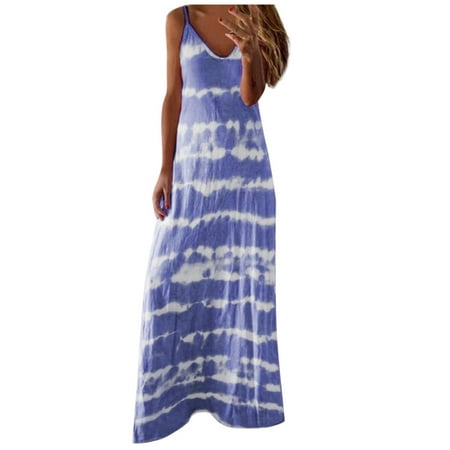 

KI-8jcuD Mid Length Summer Dress for Women Dress Women s Long Spaghetti Maxi Casual Printed Straps Summer Striped Women s Dress Cute Womens Summer Dresses Dress for Women Casual Summer Maternity Dre