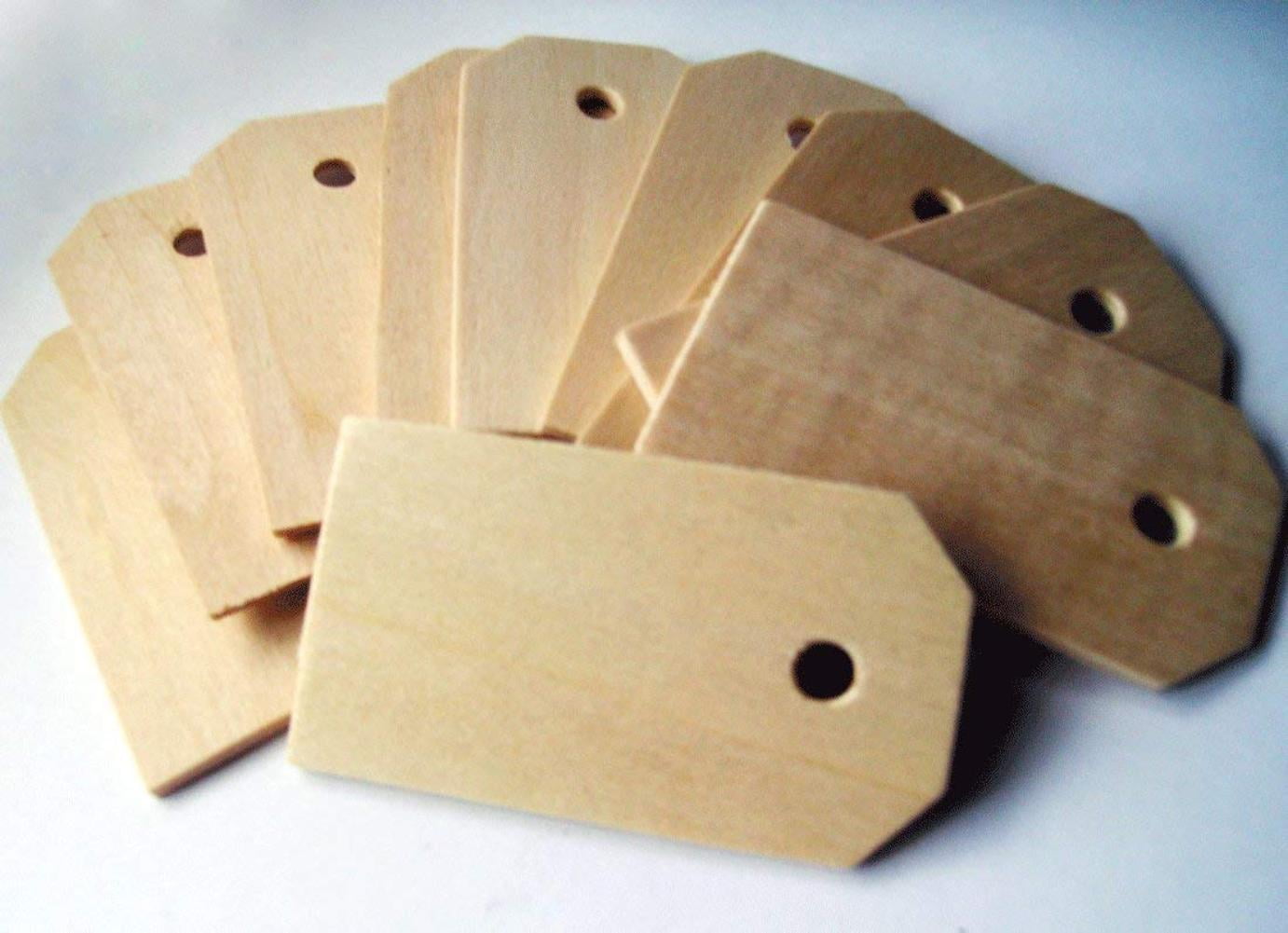 25x Unfinished Wood Wooden Gift Tags Label Price Tags Wedding Hanging Decor
