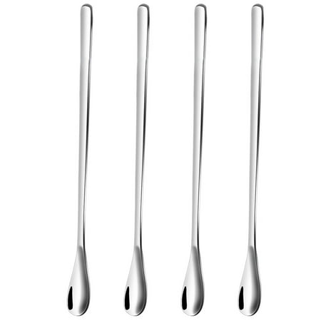

1 Set 4 Pcs Stainless Steel Long Handle Mixing Spoons Coffee Spoons (Silver)