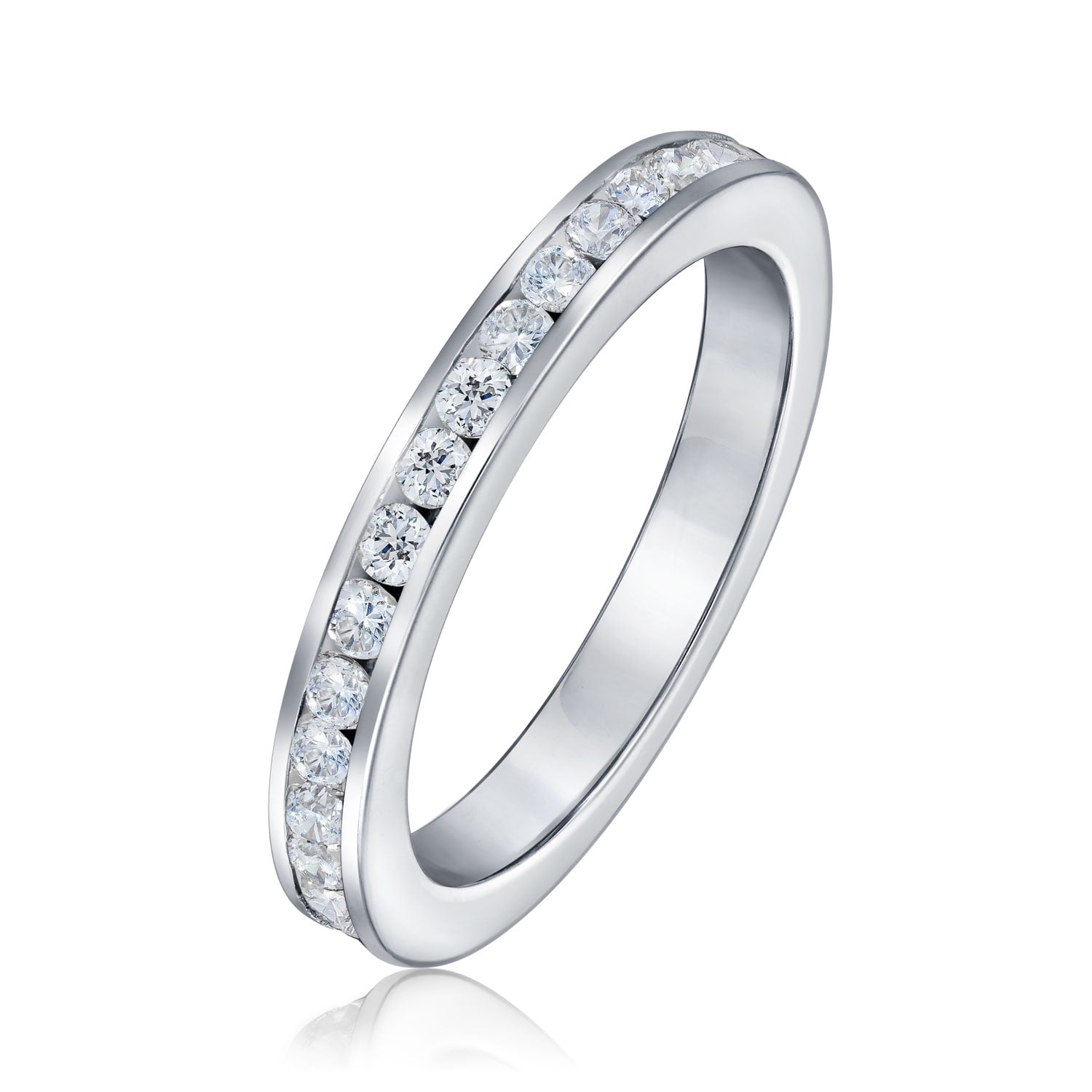 STERLING SILVER .925 4 MM STACKABLE ETERNITY CZ RING 