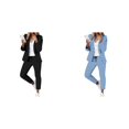 thumbnail image 1 of (2-Pack) Rinsvye Womens Solid Long Sleeve Pants Suit Set With Pockets Elastic Waistband Tailored Fit Business Formal Wear, 1 of 6