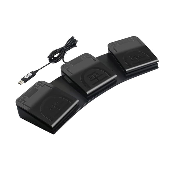 3-Pedal USB Foot Controller with Ergonomic Design, Multimedia & Factory Machine Operations Macros