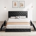 thumbnail image 3 of Sifurni King Size Upholstered Platform Bed Frame with 4 Drawers and Diamond Stitched Button Tufted Headboard, Black, 3 of 8