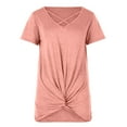 thumbnail image 4 of Womens Clothes Women's Fashion Casual Women's V-Neck Short Sleeve Solid Color Cross Top, 4 of 7