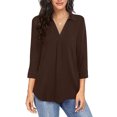 thumbnail image 3 of Tagold Summer Savings Clearance for Womens Fall Winter Tops,Plus Size Women Casual Loose Pullover V-neck Top Solid Color Shirt, 3 of 6