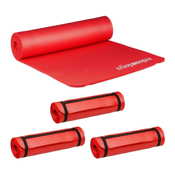 Relaxdays Yoga Mat 180x60 cm, Pilates, Fitness, Stretching, Carrying Strap, Non-slip, Gymnastic