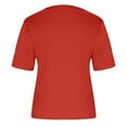 thumbnail image 3 of QLEICOM Women's Solid V-neck Comfortable Loose T-shirt Short Sleeve Blouse Casual Blouses Shirts Tops Red S, US Size 4, 3 of 4