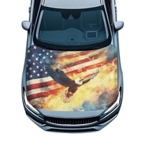 Uorisanigo Car Hood Cover Protection Heat-Resistant Eagle American Flag Cover Car Hood Covers Protectors Stretchable Auto Hoods Covers for Trucks, Cars, SUV, or Van Cars Decorations