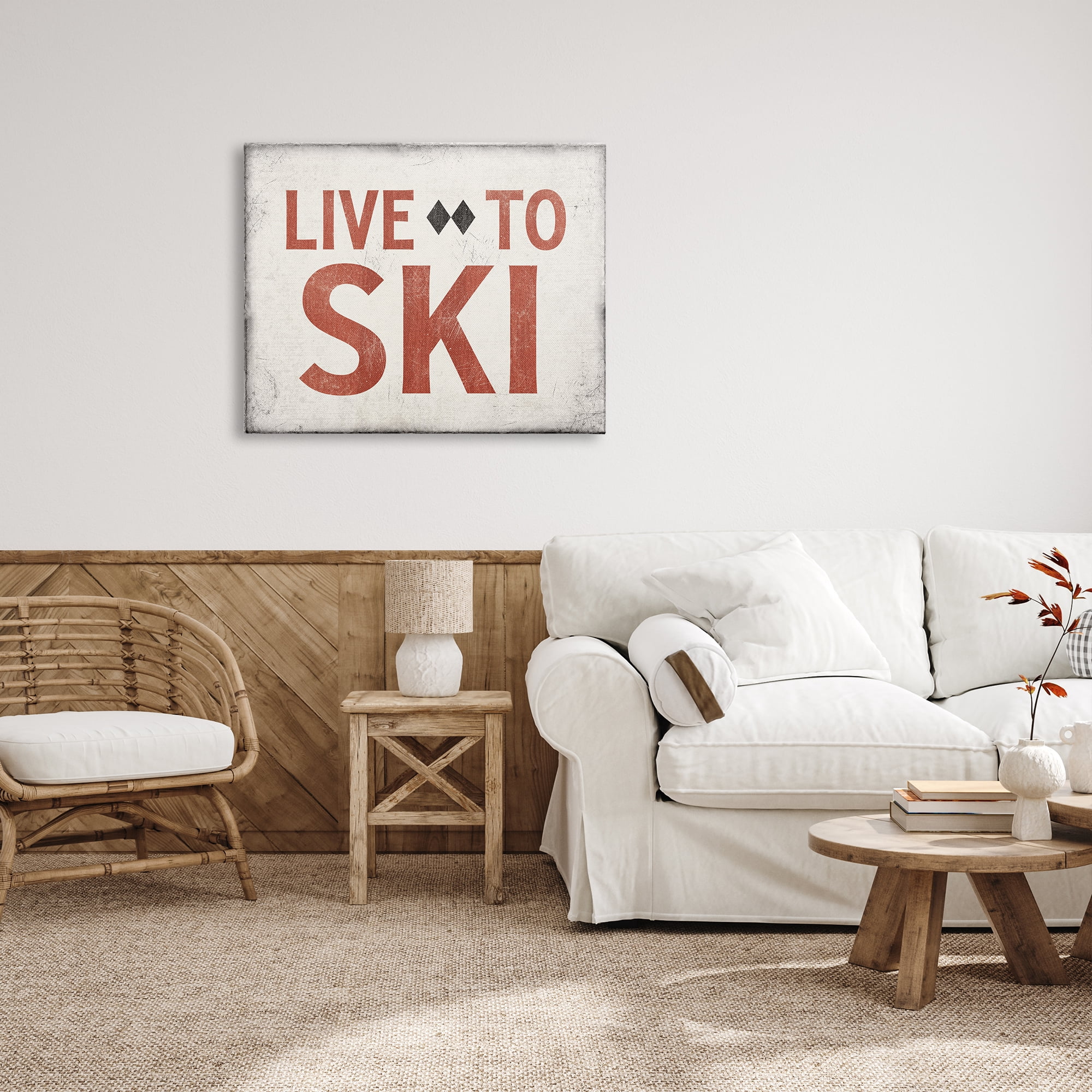 Stupell Industries Live To Ski Phrase Double Black Diamond Symbol, 40 x 30, Design by JJ Design House LLC