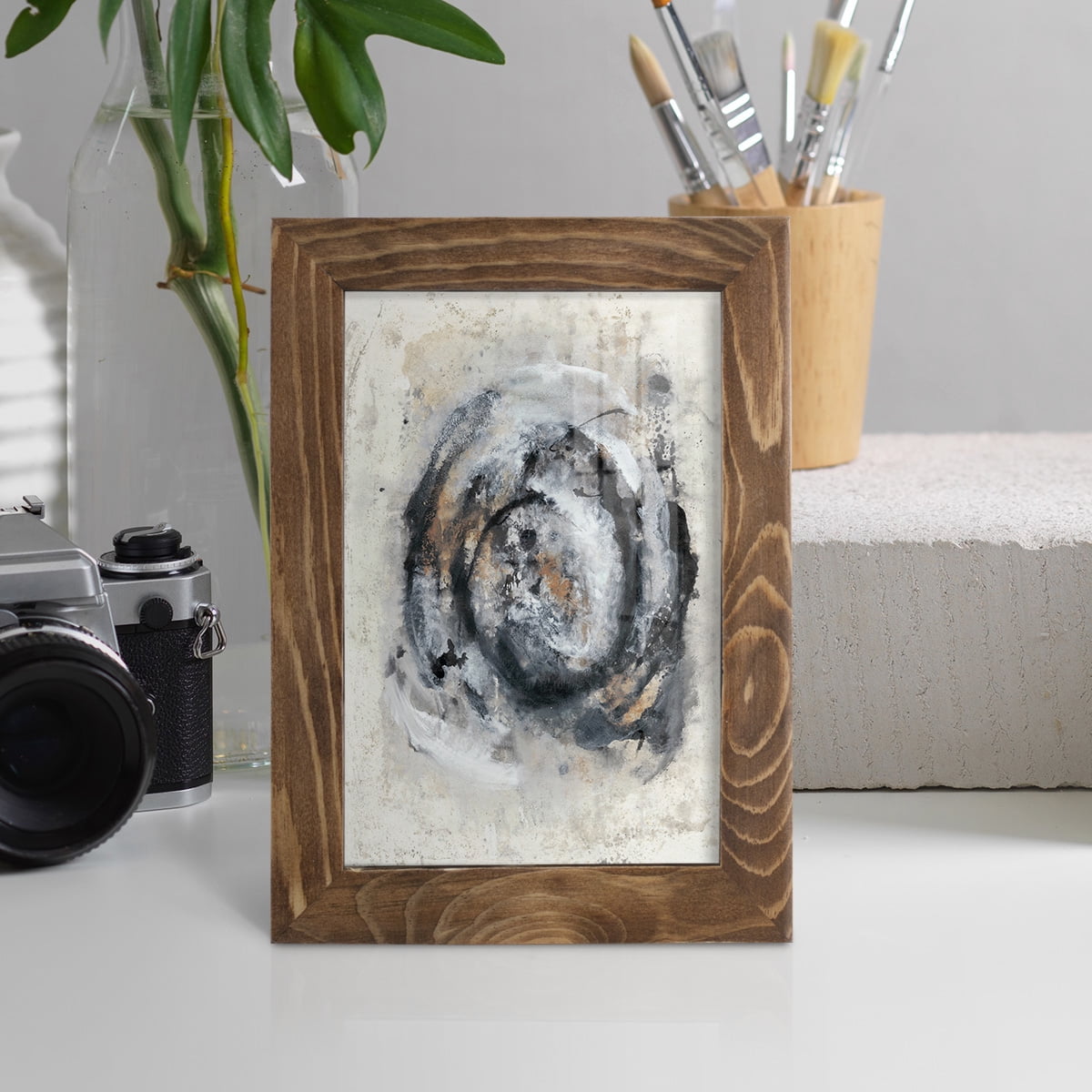 Circular Energy IV -Framed Print w/glass-Walnut