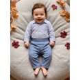 thumbnail image 5 of Loicainy Infant Baby Boys Fall Outfits 3 6 12 18 Months Long Sleeve Lapel Striped Romper Solid Color Pants Clothes Set, 5 of 9