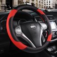 thumbnail image 1 of Leather Car Steering Wheel Cover, Non-Slip Car Wheel Cover Protector Breathable Microfiber Leather Universal Fit for Most Cars, Red 36cm, 1 of 6