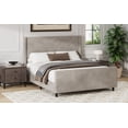thumbnail image 3 of 50.7'' Queen Size Wood Bed Frame with Vertical Stripe Wingback Headboard, Low Platform Bed Frame with Corduroy High Footboard, 600LB Max Load, Taupe, 3 of 9