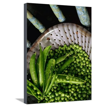 Fresh Green Peas in Bowl, Melbourne, Victoria, Australia Stretched Canvas Print Wall Art By John
