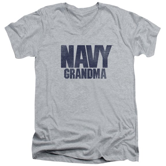 Navy Grandma Adult V-Neck T-Shirt 30/1 T-Shirt Athletic Heather