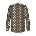 thumbnail image 7 of Long Sleeve Shirts for Women, Long Sleeve Womens Tops Dressy Polka Dot Graphic V Neck T Shirts Loose Fit Button Three Quarter Work Blouse, 7 of 7