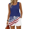 thumbnail image 3 of Iaqnaocc 2 Piece Sets for Women 250 Anniversary Usa Flag Flag Square Neck Sleeveless Tank Top and Drawstring Shorts Summer American Flag Stars Striped Lounge Sets for Women Dark Blue S, 3 of 6