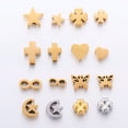 thumbnail image 3 of Cuentas de trébol de la suerte de acero inoxidable, 5 piezas, forma de corazón, estrella, amor, cuentas sueltas chapadas en oro, hallazgos para hacer joyas DIY, 3 of 4