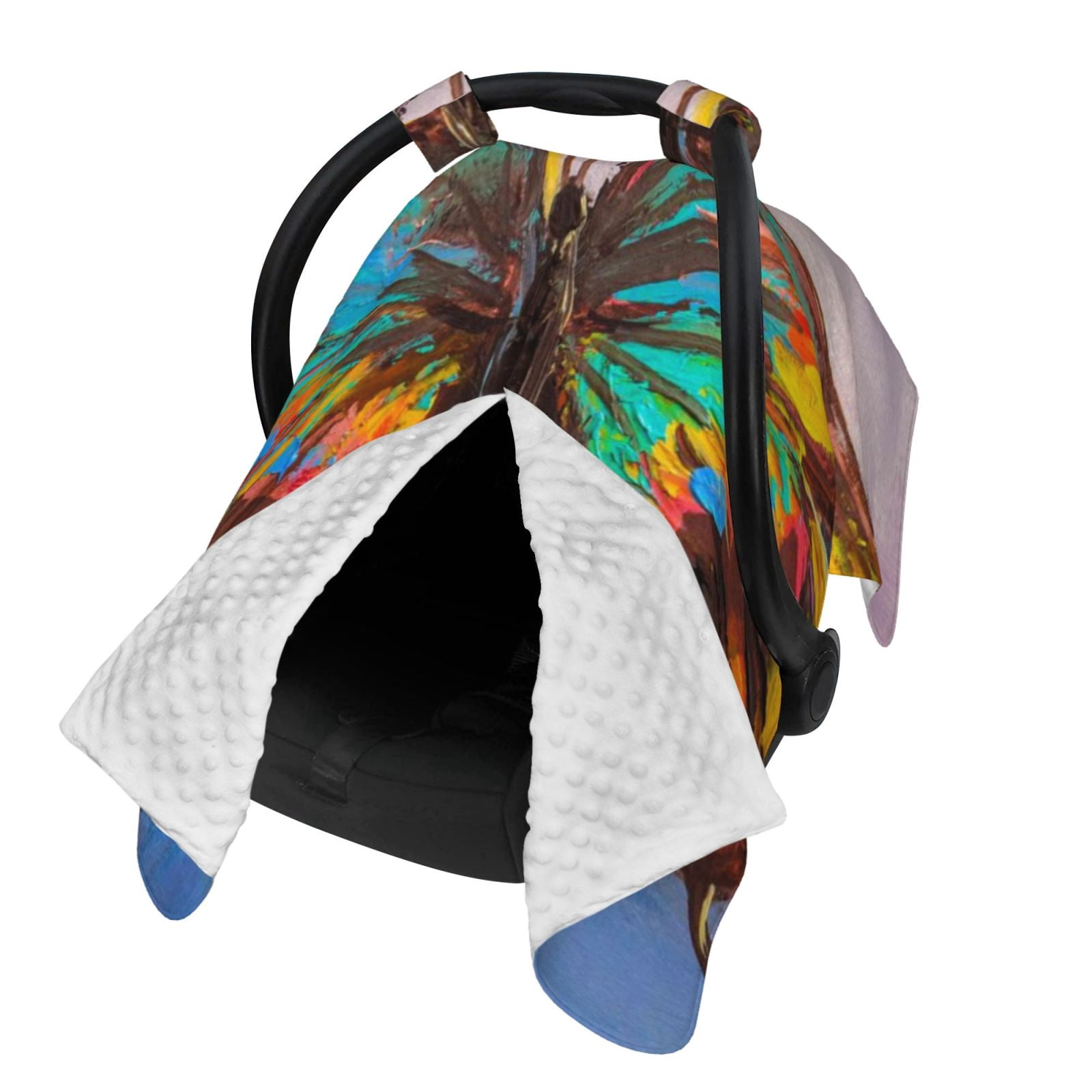Naloa Oil Painting Beautiful Butterfly Baby Car Seat Cover, Breathable Baby Carrier Cover, Multiuse Baby Carrier Cover & Nursing Breastfeeding Cover