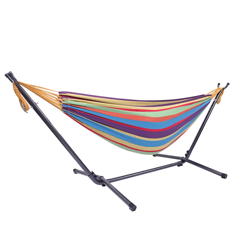 Tcbosik Hammock with Metal Stand and Carrying Bag for Indoor & Outdoor, Garden, Patio, Balcony, Backyard, Easy Assembly, Colorful